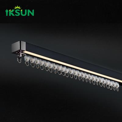 China New Heavy Duty Aluminium Curtain Track 1.0mm With LED Strip Light bay window curtain track for sale
