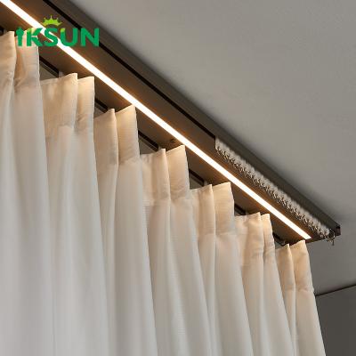 China Hot Sale  Double Led Curtain Track Aluminum Wall  Light Rail Window Treatment  for Living Dorm room for sale