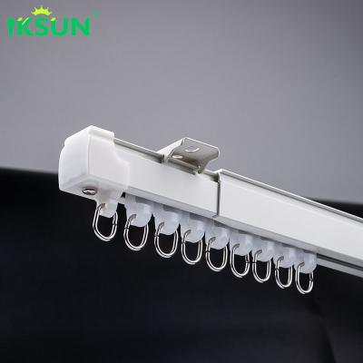 China Ivory White Double Telescopic Curtain Track S Fold DIY Extendable for sale