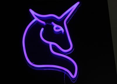 China decoración visual hecha a mano de las ilustraciones LED de las señales de neón de 12V de la forma azul del unicornio en venta