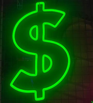 China Dollars neon sign handmade green color money  neon sign for sale