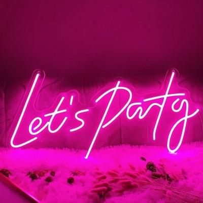 China Party Decor RGB Handmade Neon Sign Transparent Acrylic Lets Party Neon Sign for sale