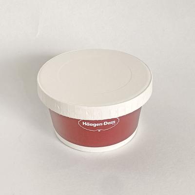China Single Wall Ice Cream Paper Cup With Lid 4oz 130ml Red Takeaway Containers for sale