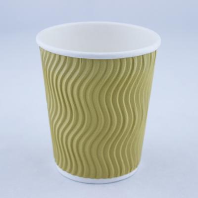 China Double Wall Disposable Ripple Coffee Cups With Lids Biodegradable for sale