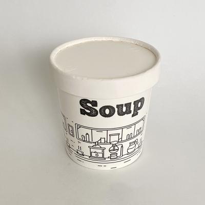 China 360ml 12oz Soup Paper Cup With Lid Single Wall Biodegradable Bowls for sale