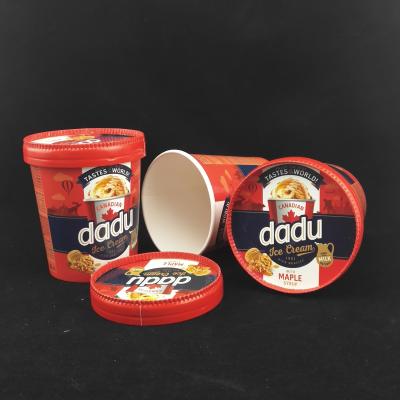 China 475ml Biodegradable Ice Cream Tubs With Lids , 520ml Ice Cream Paper Bowl for sale