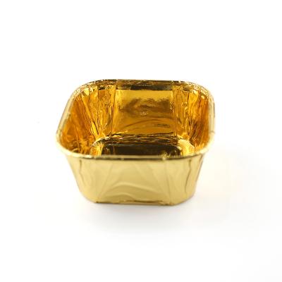 China Metallic Foil Cupcake Liners Golden Aluminum Bakery Packaging Disposable Box for sale