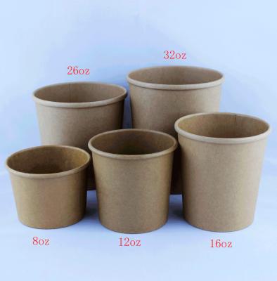 Cina Tazza di minestra di carta kraft impermeabile, tazze di minestra riciclabili da 12 oz con coperchio. in vendita