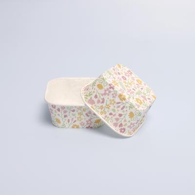 China Caja de embalaje de panadería cuadrada Envases pequeños para tartas Tazas de pastel con flecha recicladas en venta