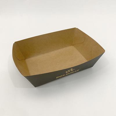 China Boat Shape Food Paper Trays Eco Friendly Biodegradable Takeaway Kraft Packaging for sale