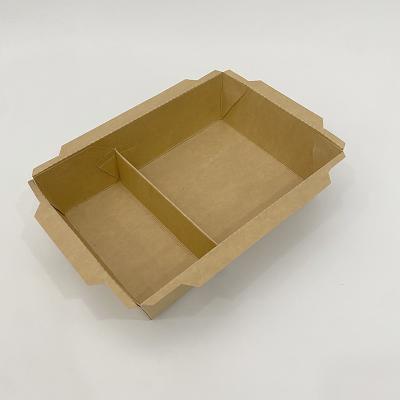 China Custom Printed Food Paper Trays Disposable Takeout Brown Packaging for sale