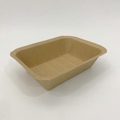 China 250 gram bruin Kraft Food Tray, composteerbare PE coating Fast Food Paper Tray Te koop