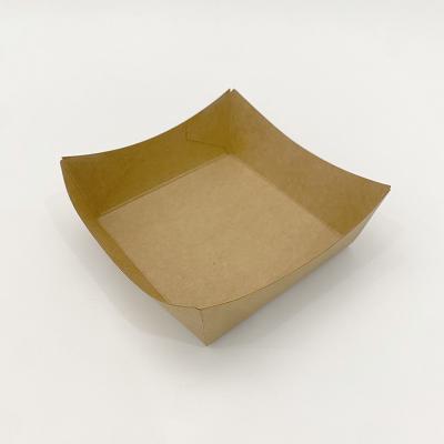 China Disposable Kraft Paper Food Trays , French Fries Chicken Take Out Paper Serving Trays for sale
