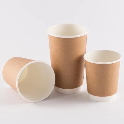 China Envases de papel Kraft con tapas, envases de café, vasos calientes de doble pared. en venta