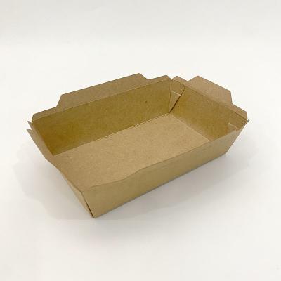 China Printable Kraft Food Paper Trays Biodegradable For Barbecue Fries Packaging for sale