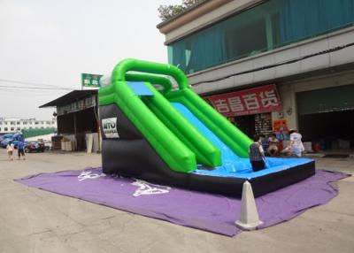 China Plato Material Sewing Inflatable Wet Slide , Grenn And Black Water Inflatable Slide for sale