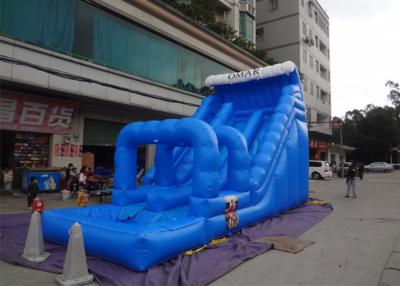 China Summer Season Blue Commercial Inflatable Slides With Pool And Slip N Slide for sale
