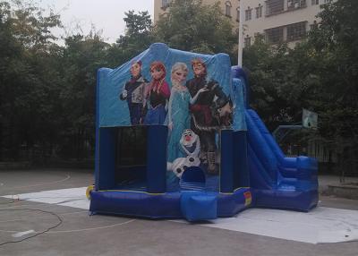 China Funny Jumping Castles Frozen Inflatable Bounce House With Slide And Roof Cover for sale