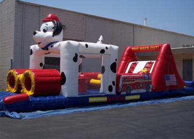 China curso de obstáculo inflável do cão do PVC 12*4*3m de 0.55mm para o jogo do esporte do obstáculo à venda