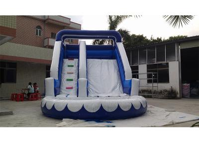 China Small Blue Commercial Inflatable Water Slide , PVC iInflatable Water Slide With Pool for sale