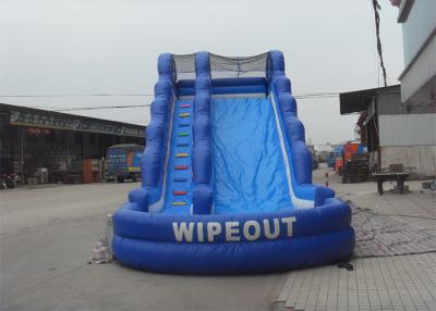 China Wipeout PVC Inflatable Giant Slide With Pool / Inflatable Water Slide For Kids And Adults for sale