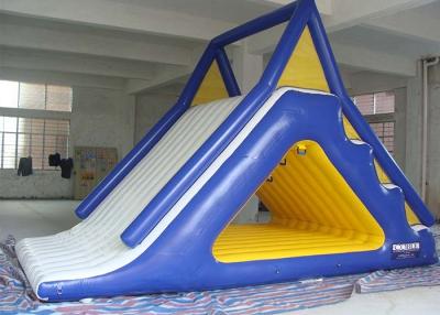 China Attractive Fire - Proof White / Blue Inflatable Water Park Slides For Sea / Lake / Pool for sale