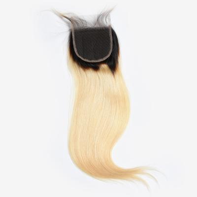 China 4x4 Brazilian Hair Lace Closure Straight 1b/613 Color 9a Grade 100% Pure Human Hair for sale