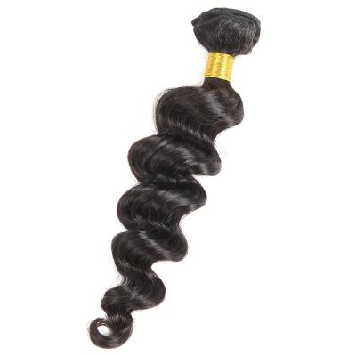 中国 閉鎖の毛の束が付いている優れた質のブラジルのバージンの毛の緩い波 販売のため