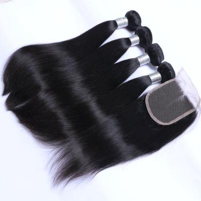 China 7A Straight Brazilian Hair Bundles With Closure , Grade 7A Human Hair for sale