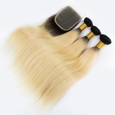 China Full Cuticle 8A 1b 613 Human Hair Extensions Double Drawn Strong Weft for sale