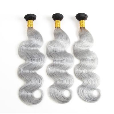 China 1B Grey Ombre Hair Weave Brazilian Ombre Curly Weave No Chemical for sale