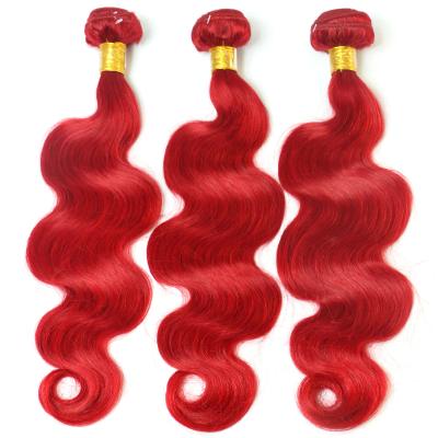 China Red Color Body Wave Brazilian Hair Peruvian Virgin Human Hair 12