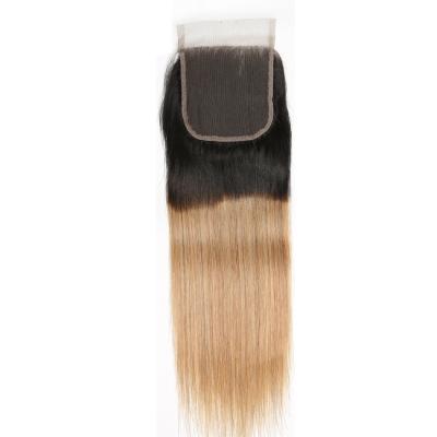 Китай 1Б 27 прямые части волос закрытия шнурка девственницы 4кс4 для волос женщин утончая продается