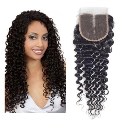 China Indian Curly Brown 4x4 Lace Closure Grade 8A Virgin Human Hair Materials for sale