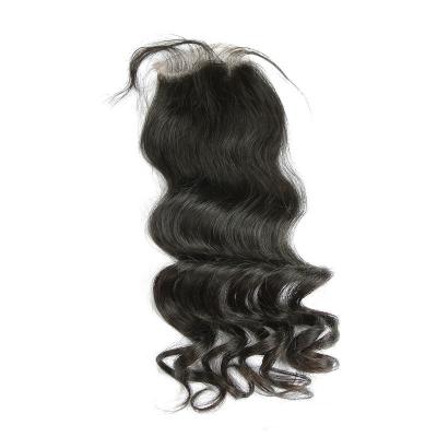 China Unprocessed Virgin Indian Hair Loose Wave Closure Indian Temple Hair Natural Soft for sale