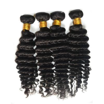 China Full And Thick Ends Brazilian Curly Hair Extensions , Deep Wave Human Hair Bundles  for sale