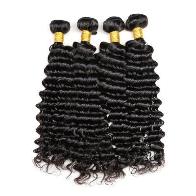 China Double Layers Deep Wave Virgin Human Hair Bundles With Single Drawn Hair End for sale