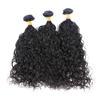 China 100 Unprocessed Brazilian Water Wave Human Hair , Natural Black Curly Hair Bundles  for sale