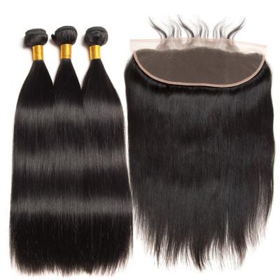 China Natural Black Real Straight Human Hair Extensions Bundles No Shedding for sale