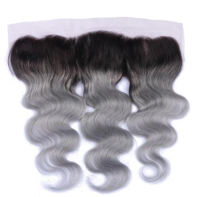 China Coloree del cordón 1B la cutícula llena 13x4 del cierre 7A del grado del cordón del cierre frontal gris del pelo alineada en venta