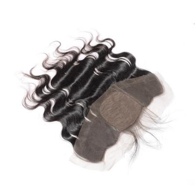 China Cierre peruano del cordón de la onda 13x4 del cuerpo, cierre frontal del cordón bajo de seda con el pelo del bebé en venta
