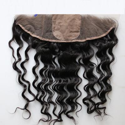 China Peruvian 13x4 Lace Closure , Loose Wave Frontal Closure Natural #1b Color Bleached Knots for sale