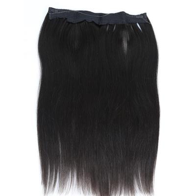 China Tirón en cordón negro determinado de la una pieza de la extensión del pelo del halo con el clip del alambre de los pescados en la extensión del cabello humano en venta