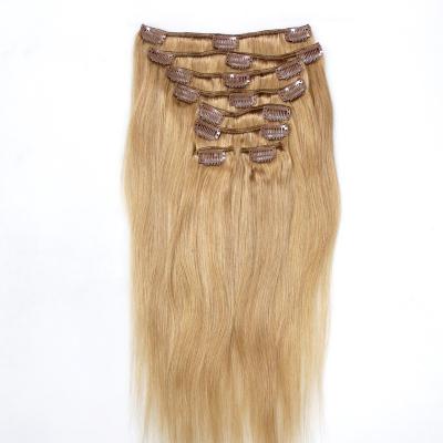 China 7 Small Pieces Virgin Human Hair Clip In Hair Extensions Color #27 Can Customized Other Colors for sale