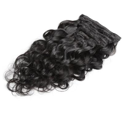 China Clip In Human Hair Extensions Body Wave 1B Color 7 Pieces Set Can Be Straighten No Shedding for sale