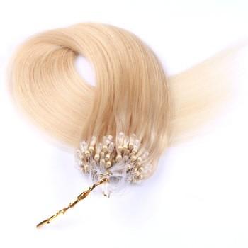 China Micro Ring Loop Brazilian Clip In Weave Human Hair Blonde 613 Color Silky Straight for sale