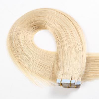 中国 #60延長まっすぐな質の最も軽いブロンドの実質の人間の毛髪テープ 販売のため