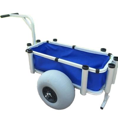 China Silver Outdoor Fishing Wagon Cart Beach Trolley With Balloon Wheels for sale