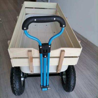 China Blue Deluxe Garden Trailer Cart Rolling Beach Cart With Pneumatic Wheels for sale