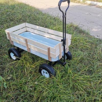China OEM Kids Wooden Beach Cart Pull Cart Wagon Enclosed Structure for sale